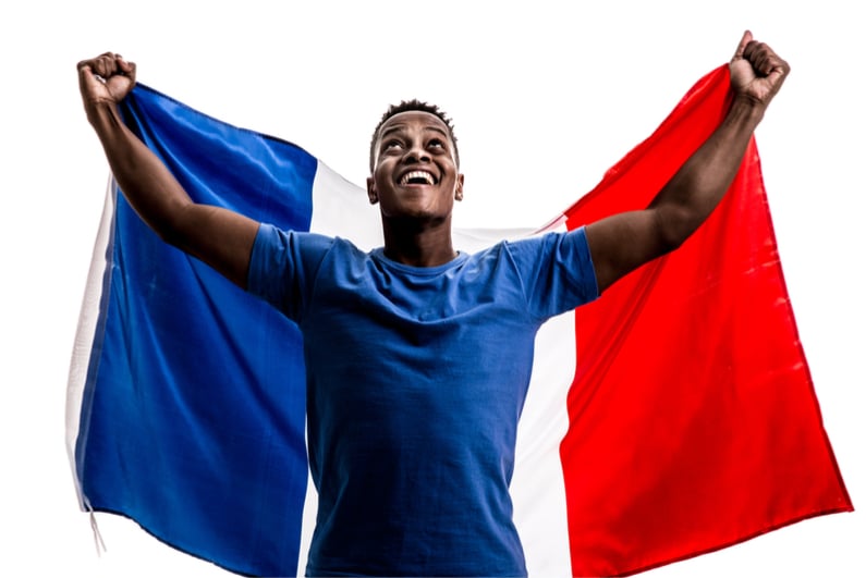 Fan holding the flag of France