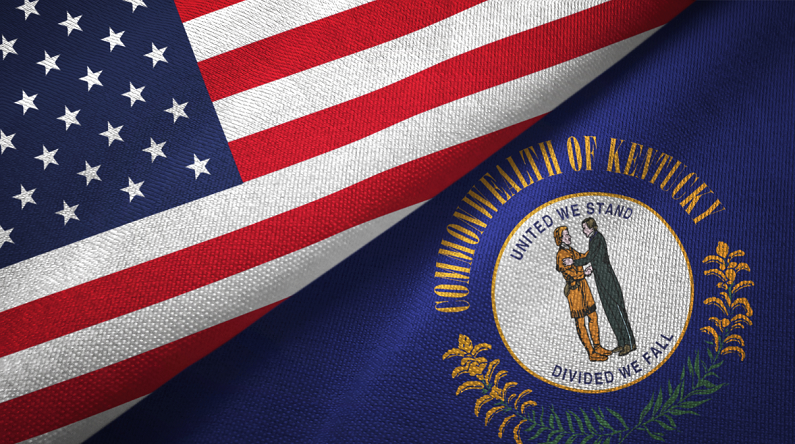 United States and Kentucky state flags